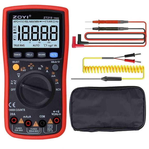 ZOYI ZT219 True RMS Digital Multimeter 19999 Counts, Auto ranging NCV, Temperature, Capacitance, Frequency Duty Cycle Tester, with Backlight Data Hold