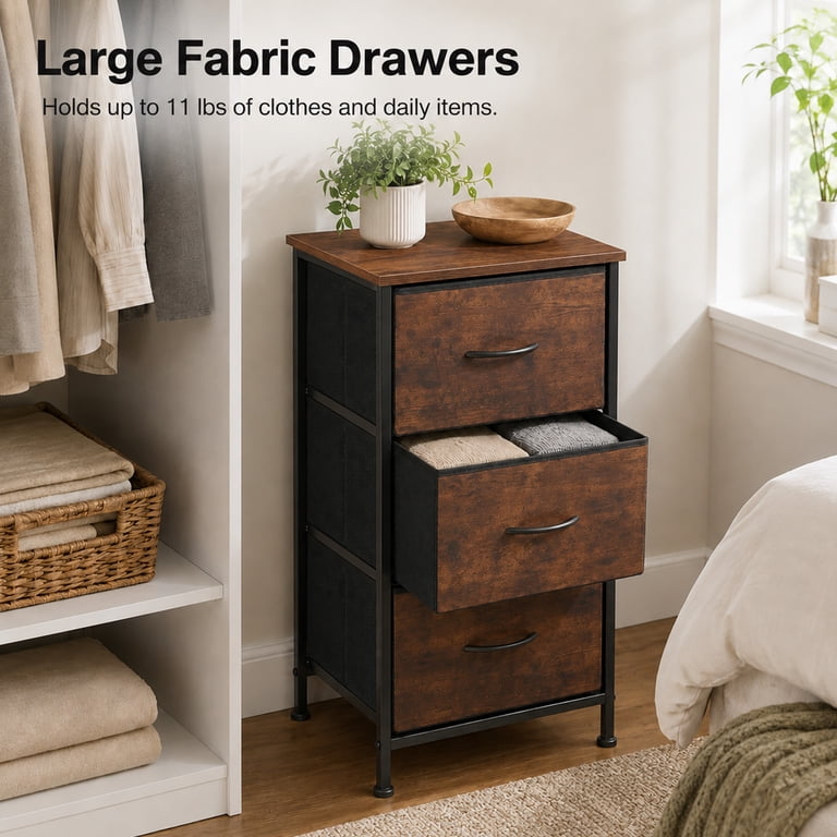 Alvantor 3-Tier Fabric Dresser, Compact Nightstand photo 6