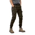 thumbnail image 2 of Men's Solid Color Outdoor Overalls, Casual Tactical Cuff Trousers with Multiple Pockets for Hiking, Workwear and Street Style,Green,L, 2 of 7