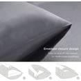 thumbnail image 3 of Funda de almohada de satén para cabello y piel Queen - Juego de 2 fundas de almohada de seda gris oscuro de 20" x 30" - Juego de 2 fundas de almohada de satén con cierre de sobre (gris oscuro)., 3 of 5