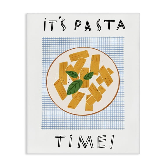 Stupell Industries Pasta Time Phrase Food & Beverage Painting Wrapped Canvas Art Print Wall Art, 16 x 20
