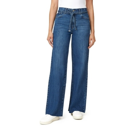 kensie Jeans for Women The Carla High-Rise Belted Wide Leg 32-inch Inseam, Victoria, 10