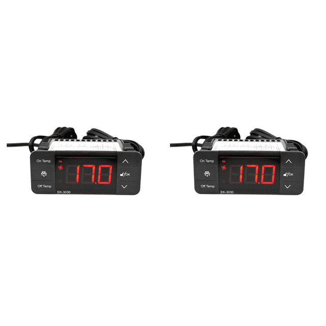 2X EK-3030 Digital Temperature Controller 220V Thermostat Sensor Refrigeration Defrost Thermostat,2 x Thermostat,Black