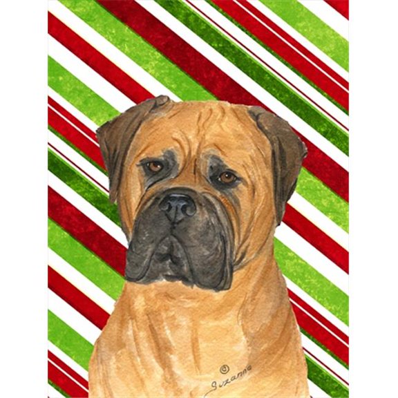 11 x 15 In. Bullmastiff Candy Cane Holiday Christmas Flag, Garden Size