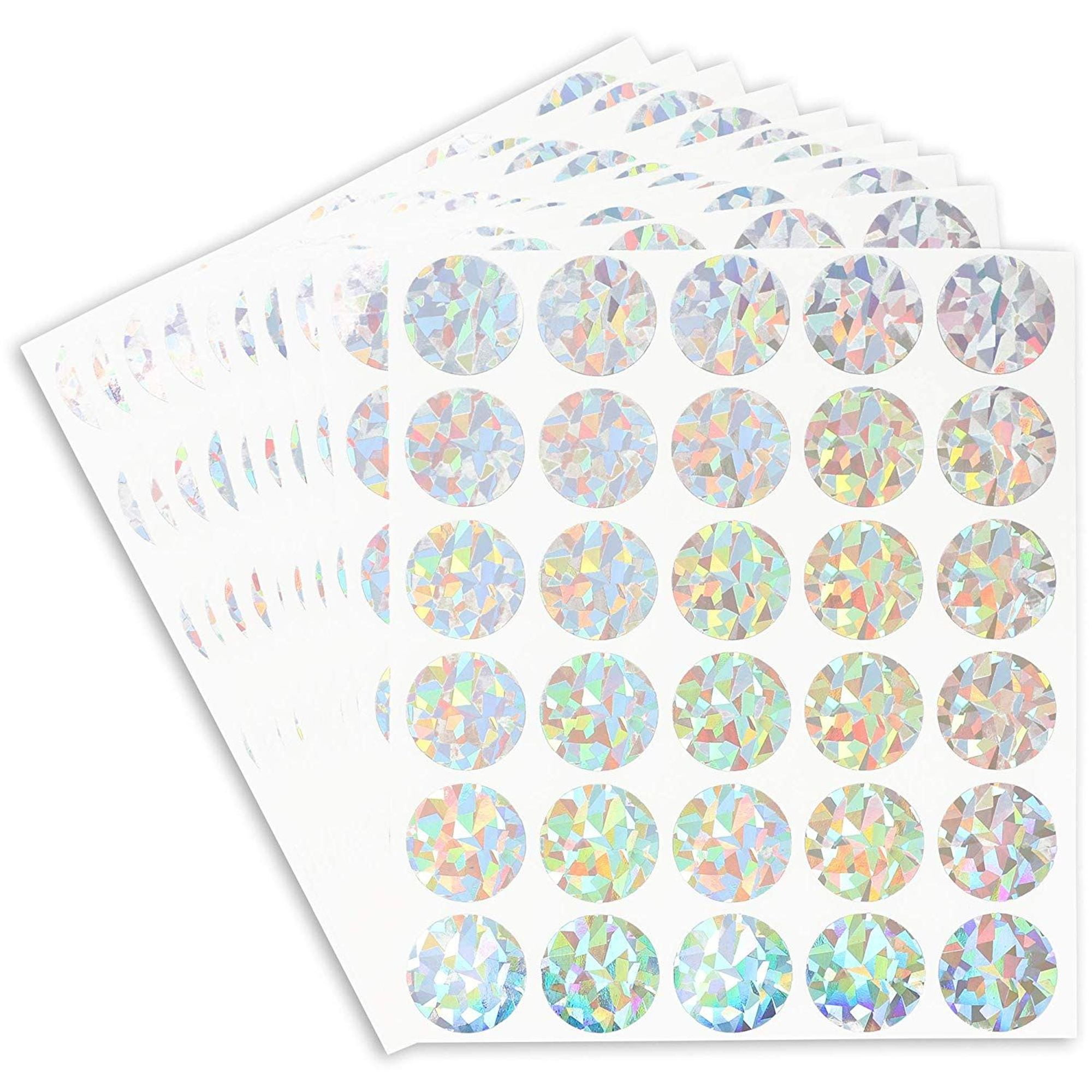 300 Packs Holographic Scratch Off Stickers, Round Circle Scratchoff