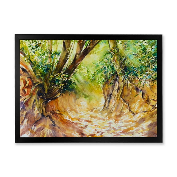 Designart 'Little Road in Deep Forest ' Traditional Framed Art Print