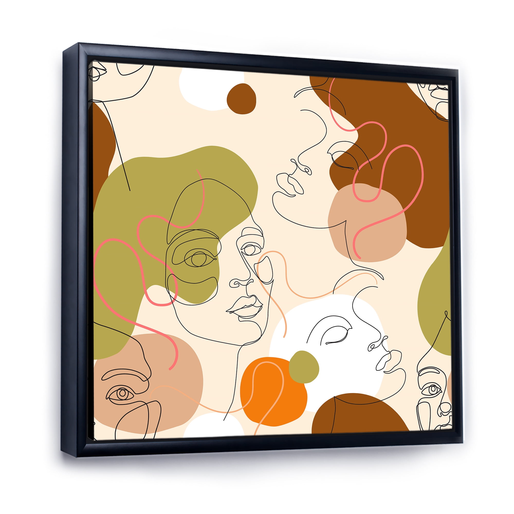 Designart 'One Line Portrait of Afro American Women VII' Modern Framed Canvas Wall Art Print
