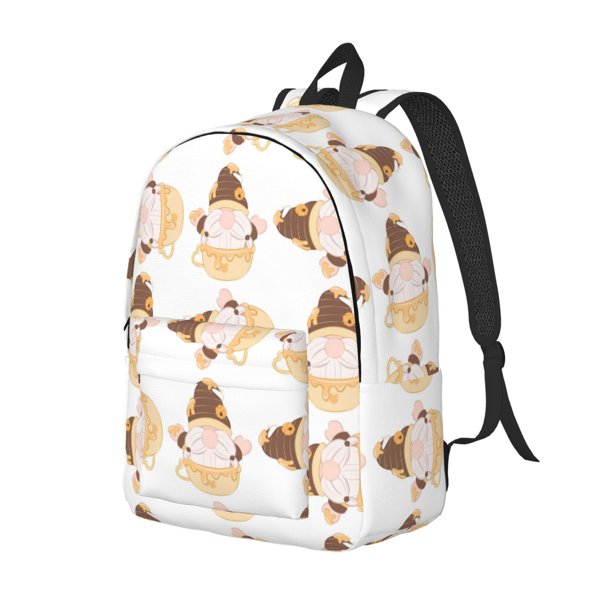 Disketp Cute Bee Gnome Mochila de Lona Estampada, Mochila Escolar de Viaje Ligera para Estudiantes y Portátil-Medium