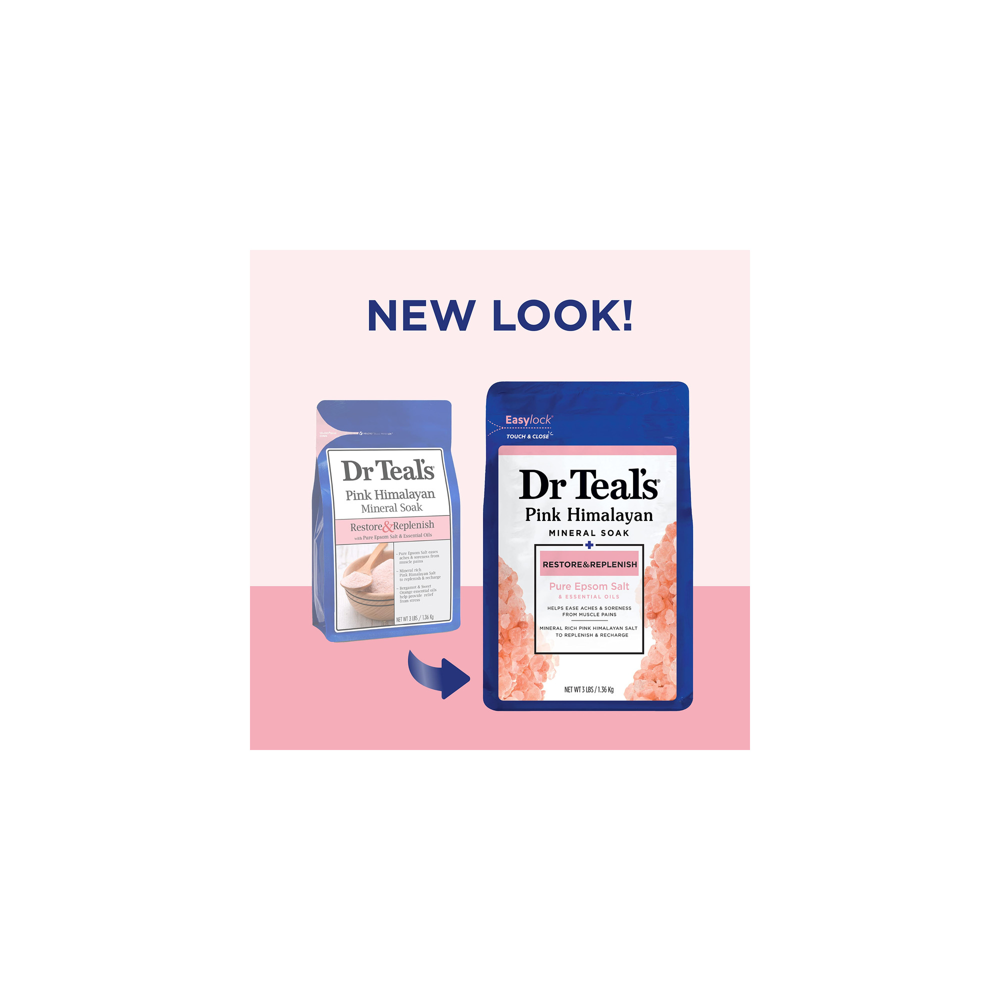 Dr Teal's Restore & Replenish Pink Himalayan Mineral Soak 3 lbs (Pack of 5)