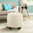 thumbnail image 5 of Furniliving Modern Storage Ottoman Tufted Footrest Stool Ottoman for Living Room, Bedroom, Sherpa, IvoryWhite, 5 of 10