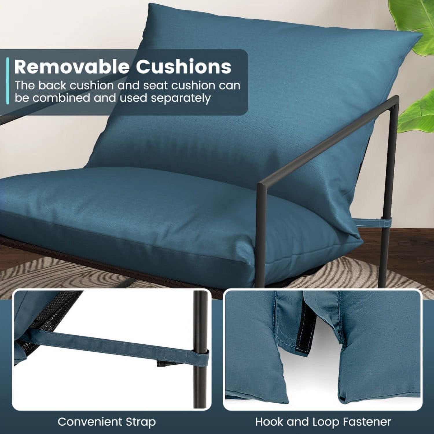 Aimee Lii 2 Pieces Sling Accent Chair Leisure Chair, Indoor Outdoor Conversation Furniture Sets, Navy Aimee Lii 2 Pieces Sling Accent Chair Leisure Chair, Indoor Outdoor Conversation Furniture Sets, Navy