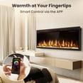 thumbnail image 4 of Smart 60" WiFi-Enabled Electric Fireplace Heater, Recessed in-Wall and Wall-Mounted Linear Fireplace,Compatible with Alexa,13 Adjustable Flame Color and 5 Brightness,1500/750 Watt Heater,Black, 4 of 9