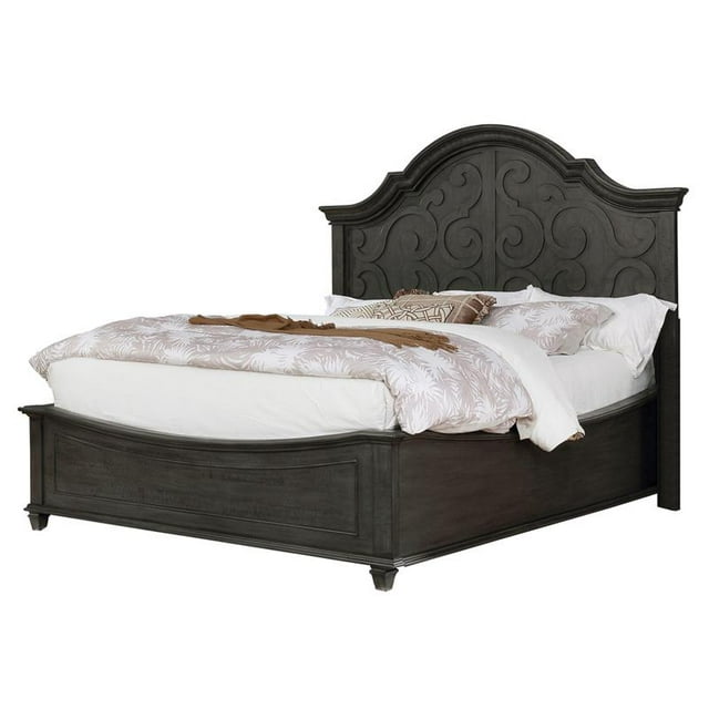 Lit de Panneau de Taille de la Grand de Bois Gris Rustique