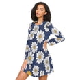 thumbnail image 3 of FORMRS Womens Long Sleeve Nightgowns Crew Neck Sleep Shirt Soft Pajamas Sizes S-3XL, Retro Daisy Pattern, 3 of 8