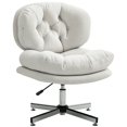 thumbnail image 1 of HOMCOM Armless Office Chair Desk Chair with Wide Thick Padded Seat, White, 1 of 10