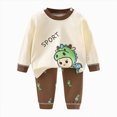 thumbnail image 4 of NOLDARES Toddler Baby Boy Clothes Fall Winter Outfits Long Sleeve Sweatshirt and Pants Set Zip Shirt+Pants Sets 2pcs Casual Clothing(Brown,6-12 M), 4 of 5