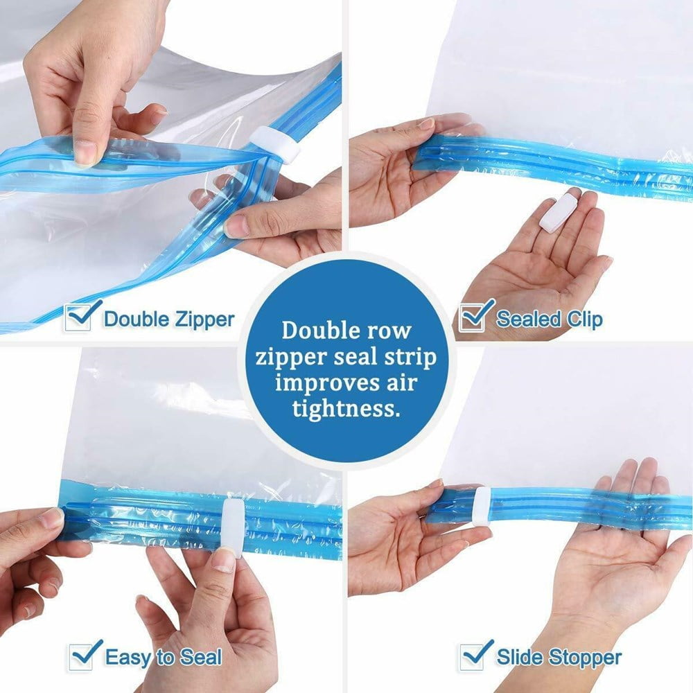 14-Pack Combo: 10 XL Vacuum Seal Space Saver Bags + 4 Travel Organizers for Closets & Wardrobes