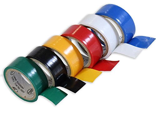 HAWK TAP-EL018-6pc Colored Electrical Red White Yellow Black Blue Green Tape 