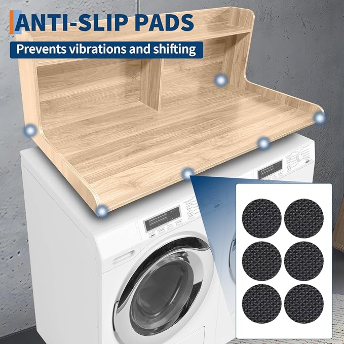 2 Tier Washer Dryer Countertop with Shelf, 54x27.5 Inch Waterproof Wood Laundry Room Topper, Large Washer and Dryer Topper with Storage for Laundry Organization, Wood Color