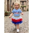 thumbnail image 5 of BemeyourBBs Toddler Baby Girl 4th of July Outfit Patriot Independent Day Summer Clothes Cute American Flag Short Sleeve T-shirt and Contrast Layered Tulle Tutu Skirts Set, 5 of 8