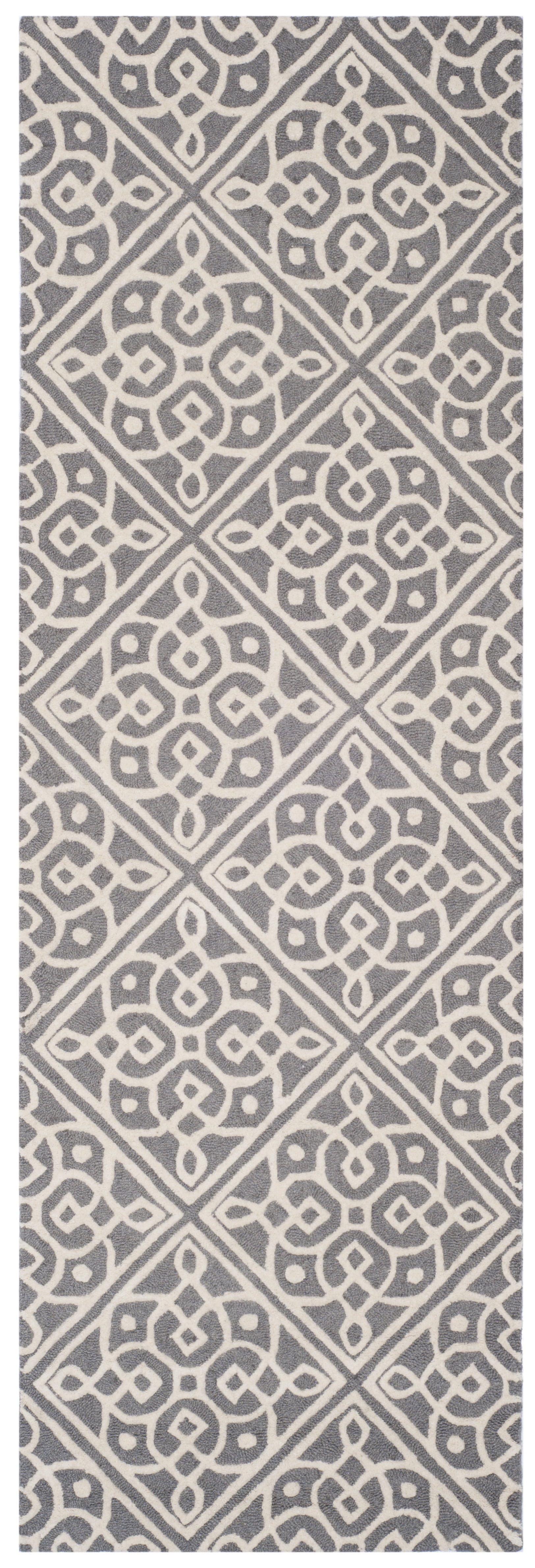 SAFAVIEH Cambridge Mirko Geometric Wool Runner Rug, Dark Gray/Ivory, 2'6" x 8'