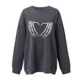 thumbnail image 4 of Camiseta suelta estampada a la moda para mujer, blusa de manga larga, cuello redondo, camisetas informales Pompotops FGAJ5347, 4 of 5