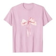 thumbnail image 2 of Ahuyic Womens Plus Size Top,Womens Summer Blouse,Womens Breathable Bow-Print T-Shirt - Round-Neck Short-Sleeve Casual Top for Summer Outings Pink XXL, 2 of 4