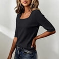 thumbnail image 5 of Elbow Length Tops for Women Half Sleeve V Neck Knit T Shirts Summer Loose Business Casual Lightweight Shirts,S, 5 of 5