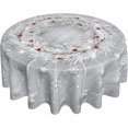 thumbnail image 1 of Silver Snowflakes Round Tablecloth 60Inch Christmas Winter Snow Table Cover with Xmas Tree Leaves Berry Table Cloth Heat Resistance Polyester Fabric for Kitchen Dining Camping Party Decor, 1 of 5