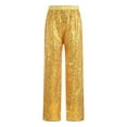 thumbnail image 5 of HULIJA Kids Girls Sequin Modern Jazz Dance Pants Disco Party Flared Trousers Wide Leg Bell Bottoms Gold 10, 5 of 7