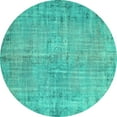 thumbnail image 1 of Ahgly Company Machine Washable Indoor Round Abstract Turquoise Blue Contemporary Area Rugs, 7' Round, 1 of 4