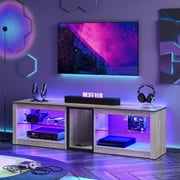 Bestier TV Stand for TVs up to 70 with LED Light, Entertainment Center for PS5 with Shelves, Black Marble