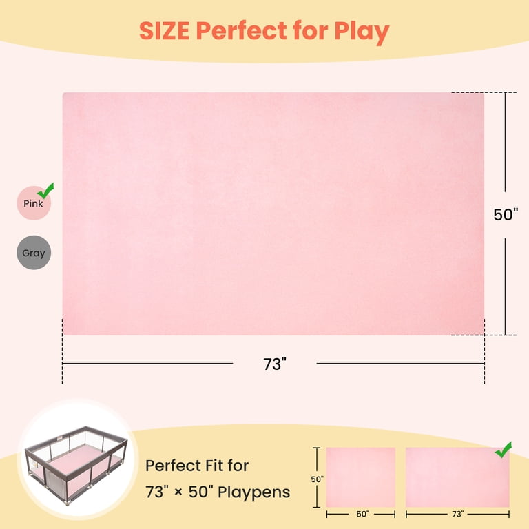 Babyeap Extra Large Play Mat, Removable Washable Cover, Pink photo 7