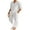 White, variant on Aunavey Men's 2 Pieces Cotton Linen Set Henley Shirt Long Sleeve and Casual Beach Pants Summer Yoga Outfits