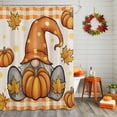 thumbnail image 2 of Shower Curtain 72"W x 72"L Thanksgiving Gnome Pumpkin Maple Leaves Fabric Shower Curtains Set with Hooks Water Repellent Bathroom Curtains Machine Washable Bathroom Accessories, 2 of 6
