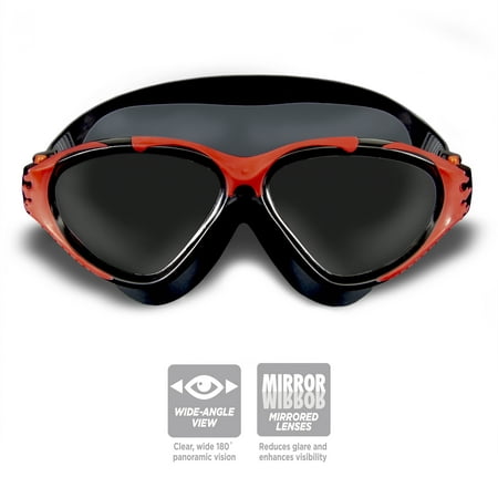 Dolfino Adult Tidal Sport Latex Free Mirrored Swim Goggles with UV Protection