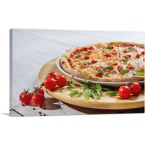 ARTCANVAS Pizza Diner Restaurant decor Canvas Art Print - Size: 40" x 26" (0.75" Deep)