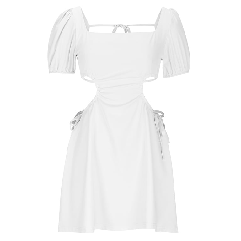 a line deep v neck dress Serving Drama Halter Cutout A-Line Dress