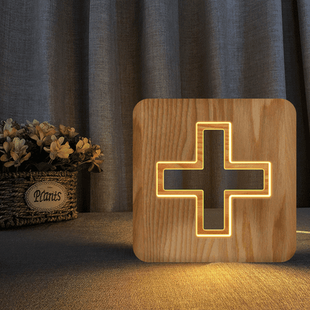 

LED Night Light Wooden 3D Light Creative Bedroom Bedside Usb Decorative Decoration Atmosphere Light Desk Light - FS-T2156W