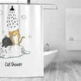 thumbnail image 5 of Funny Cat Shower Curtain Cute White Kitty Shower Curtains Black Orange Cats Bath Shower Curtain Waterproof Polyester Fabric Bathroom Decor with Plastic Hooks 72x72 Inches, 5 of 6
