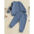 thumbnail image 4 of Suealasg Toddler Baby Boy Clothes Infant Boy 2Pcs Fall Winter Outfits 1T 2T 3T 4T Long Sleeve Contrast Color Sweatshirt + Pants Set, 4 of 7