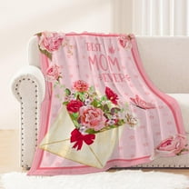 Best Mom Blanket from Daughter Son Mothers Day Blanket for Mom Mothers Birthday Gift Blanket for Mom I Love You Dear Mom Letter to My Mom Throw Blanket Pink Soft Floral Small Blanket 40x50