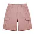 thumbnail image 7 of Oiangi Womens Cargo Shorts Causal Twill Hiking Shorts Elastic Waist Zipper Bermuda Shorts with Multi-Pocket Pink S, 7 of 7
