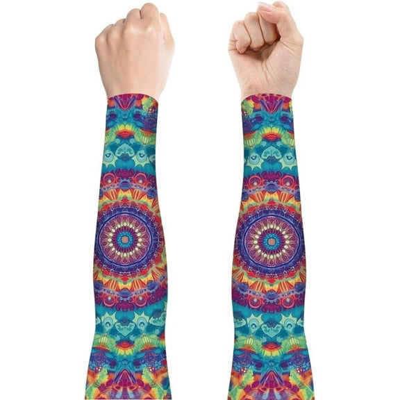 1 Pair Mandala Gardening Sleeves Polyester Farm Sun Protection Arm Cooling Garden Sleeves Anti-Scratch Thorn Proof Sleeve for Women Men