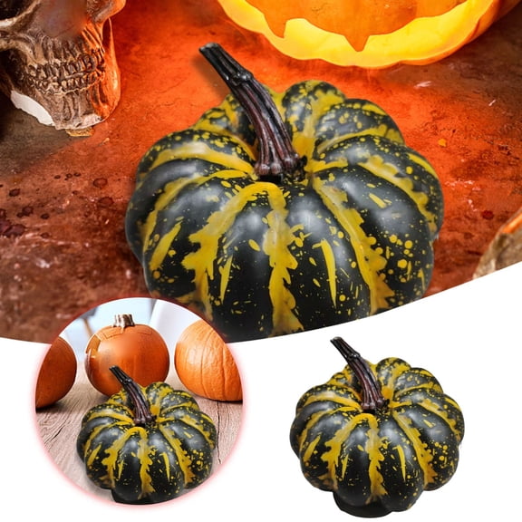 Artificial Pumpkins for Fall Decor, Foam Halloween Pumpkins for Home Table Mantel Display, Autumn Thanksgiving Party Decoration, Seasonal Centerpiece, 2 Pack, 3.94 Inch
