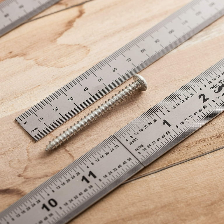 Mr. Pen- Machinist Ruler, 4 Pack (6, 8, 12, 14 inch), Metric Ruler, Millimeter  Ruler, (1/64, 1/32, mm and .5 mm) 