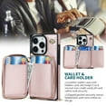 thumbnail image 4 of SaniMore for iPhone 15 Pro Max 6.7" 2023 Case, Zipper Wallet Flip Kicktsand Crossbody Shoulder Strap Retro PU Leather Wear-resistant Shockproof Anti-drop Cover for Girls Women, Rosegold, 4 of 12