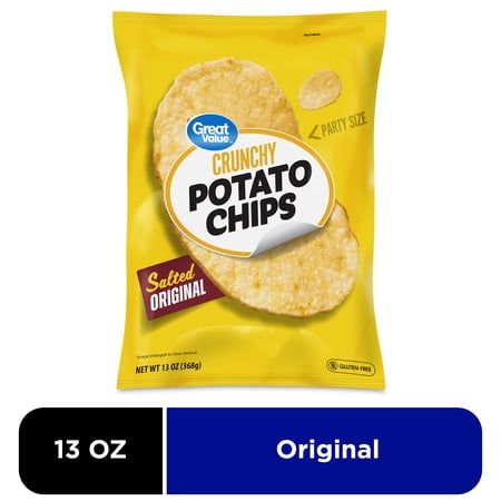 Great Value Original Potato Chips Party Size, 13 oz
