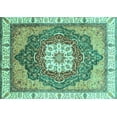 thumbnail image 1 of Ahgly Company Machine Washable Indoor Rectangle Abstract Turquoise Blue Modern Area Rugs, 5' x 7', 1 of 4