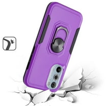 For Motorola Edge  2022 /Edge Plus Hybrid Rugged Hard Drop-Proof Protection Military Grade Armor with Metal Ring Stand Cover ,Xpm Phone Case [ Purple ]